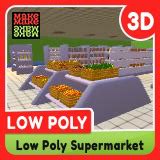 Low Poly Supermarket Supplies Products Food Grocery Store Interior and Prop Pack