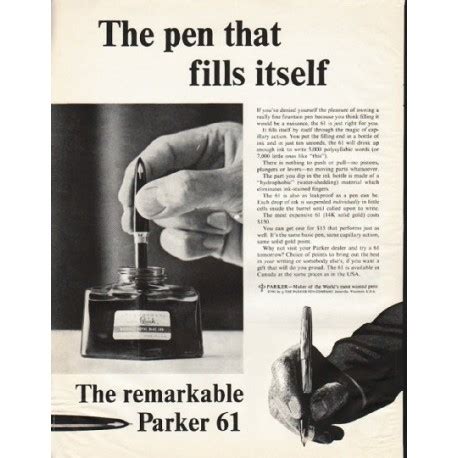 1961 Parker Pen Vintage Ad "fills itself"