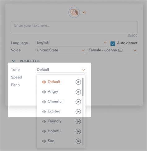 Text to Speech Voice Styles – Help Center