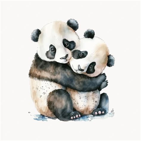 Premium AI Image | Two cut pandas hugging on white background