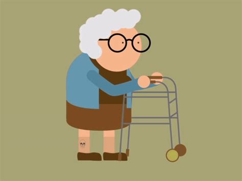 Old Lady With Cane Cartoon