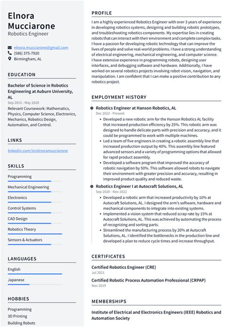 Meta Robotics Engineer Resume Examples | ResumeCat