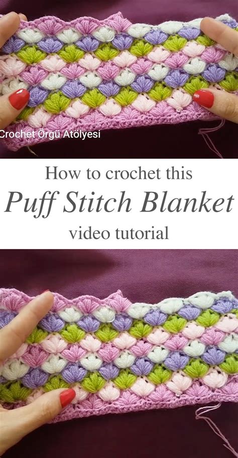 Puff Stitch Crochet Blanket Easy To Make - CrochetBeja