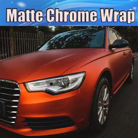 Orange Metallic Matte Chrome Vinyl Wrap Car Wrap With Air Release / Air bubble Free & ATUO ...