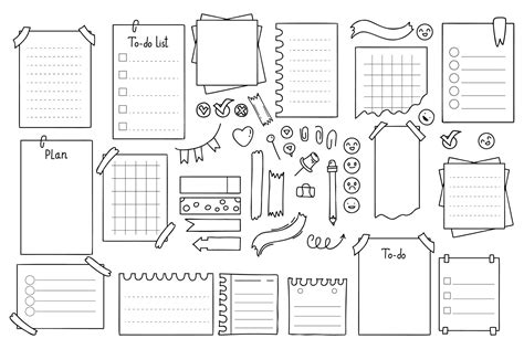 Vector Doodle sheets of various notebooks. Set Label for notebook ...