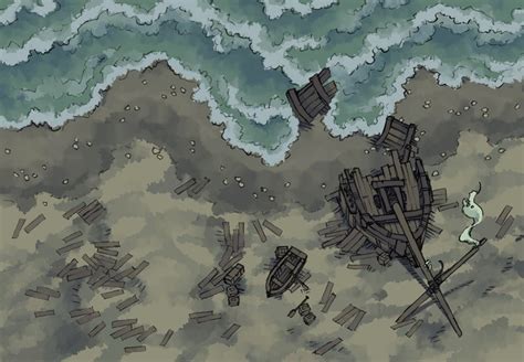 The SHIPWRECK battle map by 2-Minute Table Top