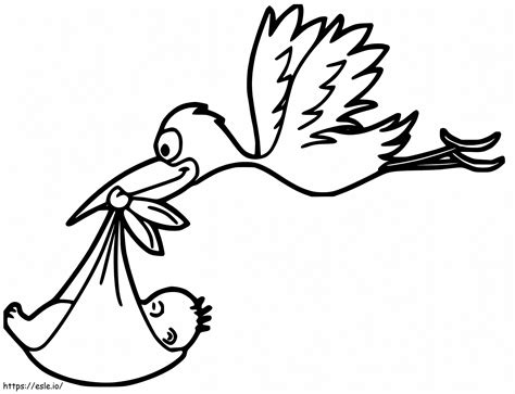 Cartoon Stork Delivering Baby coloring page