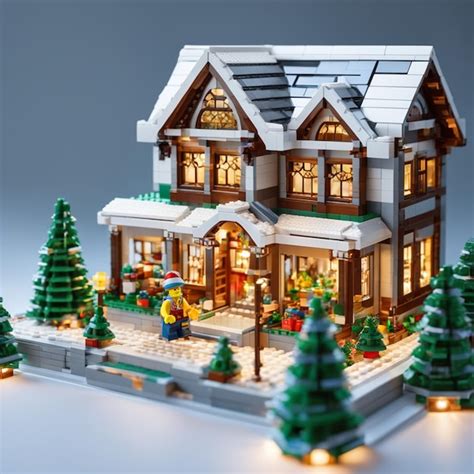 Premium Photo | Lego model 3d rendering of isometric house in christmas ...