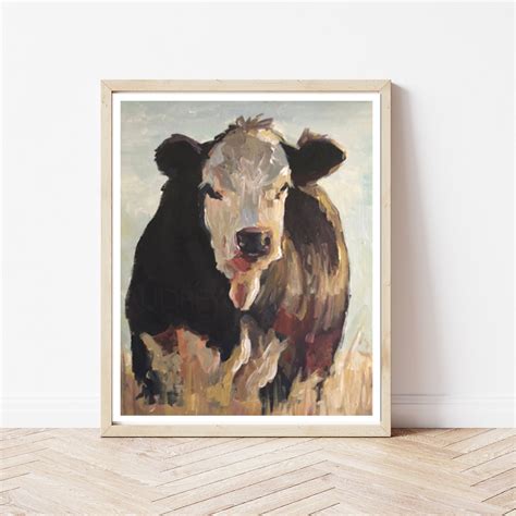 Black Hereford Cow Art Western Print Farmhouse Print Mollie | Etsy