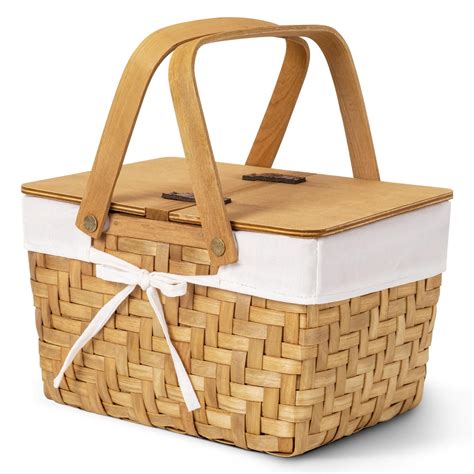 GRANNY SAYS Small Woven Baskets with Folding Handles & Dual-flid Lids ...