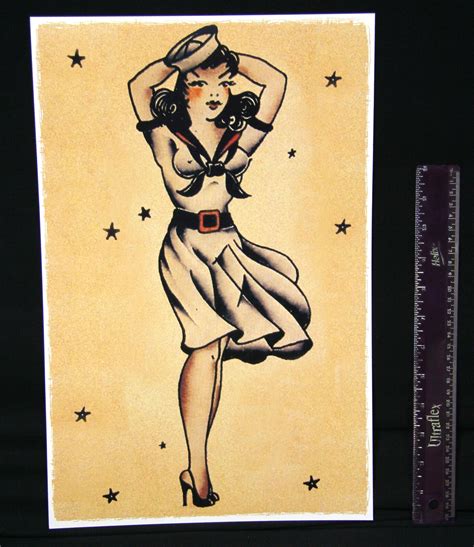 Sexy Navy Girl vintage Sailor Jerry Traditional style tattoo Pin Up ...