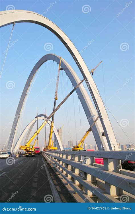 Bridge construction stock image. Image of steel, work - 36427263