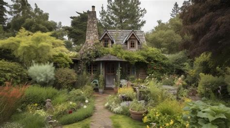 Premium AI Image | A Cozy Cottage Surrounded by a Beautiful Sprawling Garden