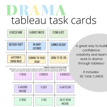Drama- Tableau Task Cards by Growing With Miss Goss | TPT