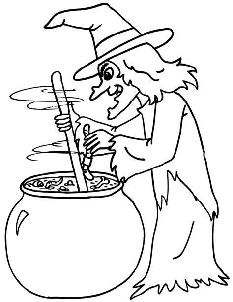 Free witch hat and cauldron printable coloring page templates and ...