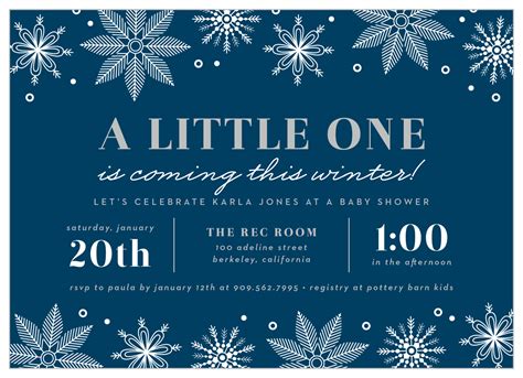 Snowflake Winter Baby Shower Invitations by Basic Invite