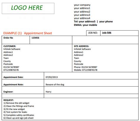 Job Sheet Template - 13+ Free Word, Excel, PDF Documents Download ...