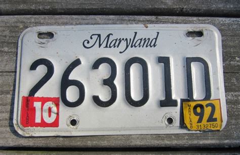 Maryland Motorcycle License Plate 1992 for Sale Shop Vintage Antique ...