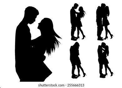 Silhouette Two Lovers Isolated On White Stock Vector (Royalty Free) 255666313 | Shutterstock