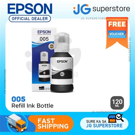 Epson 005 Ink Refill Bottle (120mL) Black for Printer EcoTank M1140 ...