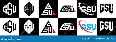 GSU Letter Logo Design in Six Style. GSU Polygon, Circle, Triangle ...