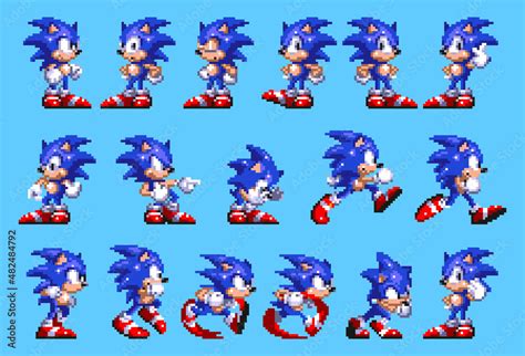 Set 2 of Sonic moves, art of Sonic the Hedgehog 3 classic video game ...