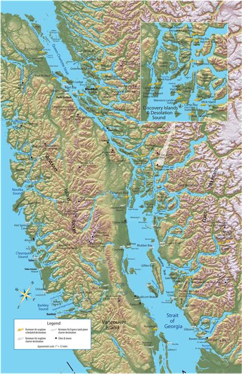 Kenmore Air route map - British Columbia