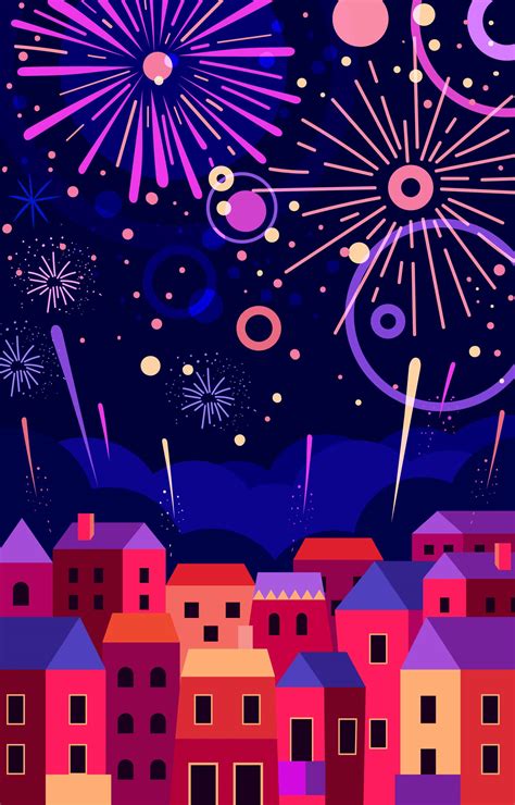 New Year Fireworks 1446100 Vector Art at Vecteezy