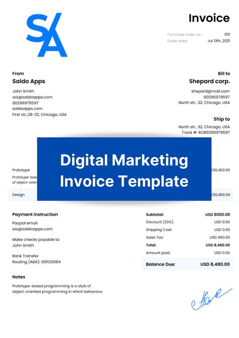 Digital Marketing Invoice Template