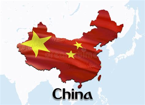 Flag Map Of China With Taiwan. 3D Rendering China Map And Flag On Asia ...