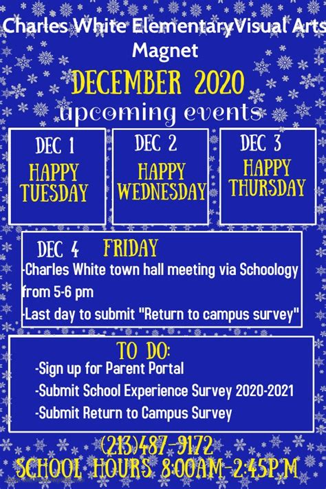 Events Calendar – Our School – Charles White Elementary School