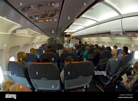 Interior of Easyjet Airbus A319 waiting for take off Stock Photo - Alamy