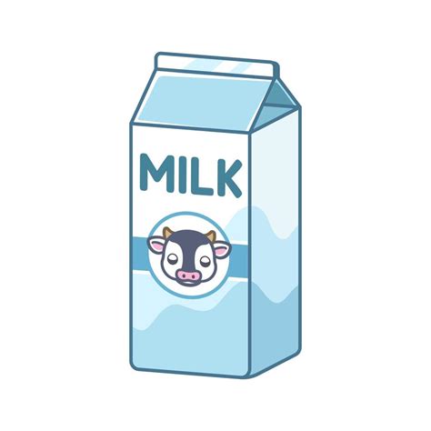 Tall vanilla cow's milk carton clipart element. Cute simple flat vector illustration design ...