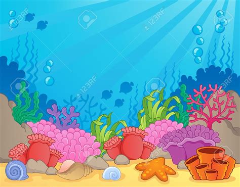 Arrecife De Coral Imagen Tema 4 - Ilustración Vectorial Ilustraciones Vectoriales, Clip Art Vect ...