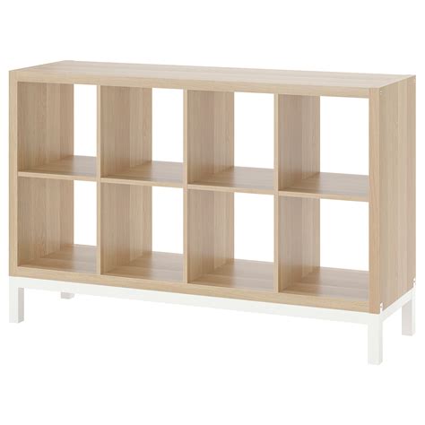 KALLAX shelving unit with underframe white stained oak effect/white 147x94 cm | IKEA Eesti