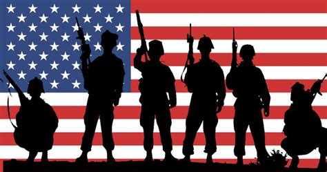 American Flag With Soldiers