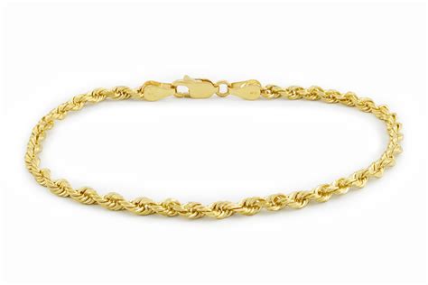 Nuragold - 14k Yellow Gold Womens 2.5mm Hollow Rope Chain Bracelet or Anklet, 7" 8" 9" - Walmart ...