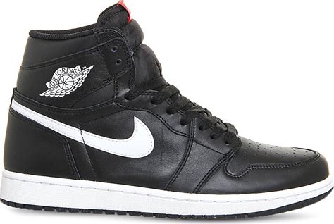 Nike Air Jordan 1 Retro Leather High-top Trainers in Black | Lyst