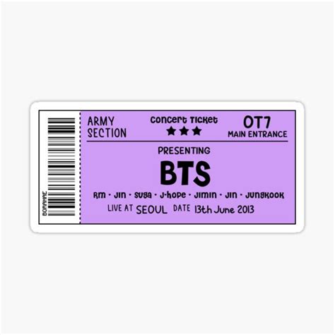 "BTS Purple Concert Ticket" Sticker for Sale by skeletonvenus | Redbubble