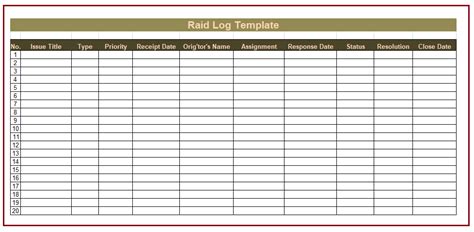 6+ Raid Log Template | Free Log Templates