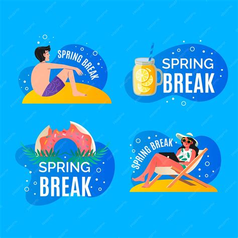 Free Vector | Gradient spring break labels collection