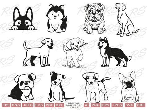 Cute Dogs Svg Bundle, Dog Clipart, Dog Body Digital Files, Dog ...