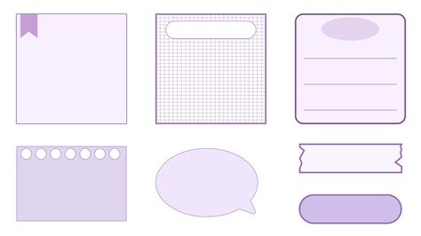 set of the cute purple planner template notepad, memo, grid paper ...