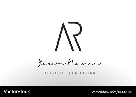 Ar letters logo design slim creative simple black Vector Image