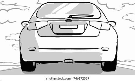 Car Back View Drawing