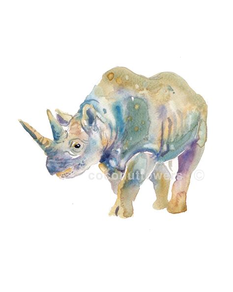 Rhino Animal Paintings Size 8x10in Watercolor Painting