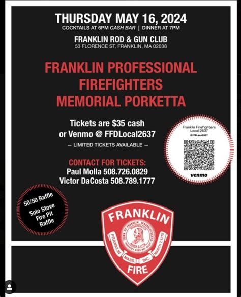 Franklin Matters: Franklin Fire Fighter Memorial Porketta - May 16 at Franklin Rod & Gun Club