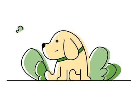 Line art illustration-MyDog-Sit by Hanhui Lu on Dribbble