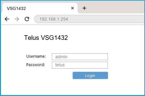 Telus VSG1432 Router Login and Password