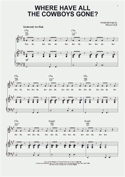 Where Have All The Cowboys Gone? Piano Sheet Music